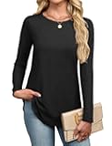Misakia Womens Long Sleeve Shirts Basic Tee Fall Trendy Spring Top Dressy Casual Crew Neck Work Tunic 2026 Fashion Outfits