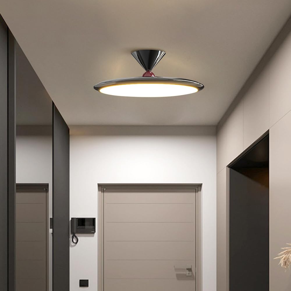 Sufitowa Do Sypialni, Sufitowa Do Wnętrz, Kremowa, Nowoczesna Sufitowa Led Z Akrylowym Kloszem Do Salonu, Jadalni, Korytarza, Okrągła, Metalowa, Sufitowa/Ciemny/40 Cm