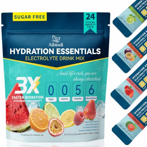 Image of Electrolytes Powder Packets - Sugar Free & Zero Calorie Liquid Daily IV Drink Mix - Instant Hydration & Energy Supplement with 6 Electrolytes and 5 Vitamins, Keto Friendly & Vegan - 24 Sticks