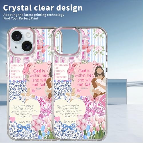 COTAIL Clear Case for iPhone 14 Plus, [Magnetic Charging Compatible][Military-Grade Protection][Anti-Yellowing] Shockproof Slim Magnetic Phone Case for iPhone 14 Plus, Pink Jesus Collage - image 3