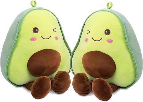 Miniatura 1 de Almohada de peluche de aguacate con forma de fruta suave para abrazar, paquete de 2 almohadas de peluche de dibujos animados de aguacate Kawaii en