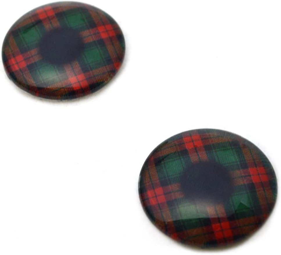 Megan's Beaded Designs Green and Red Holiday Plaid Glass Eyes 6mm to 60mm Winter Holiday Jewelry Making Art Doll Parts Cozy Taxidermy Sculpture Flatback Domed Cabs (60mm)
