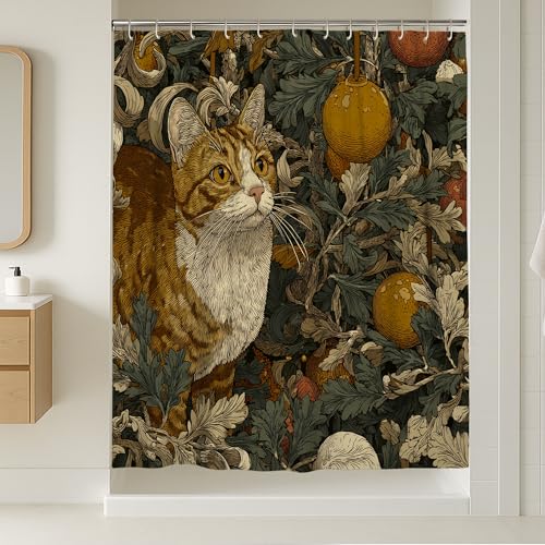 Rideau de douche extra long 183x243 cm imperméable en polyester motif chat - 2