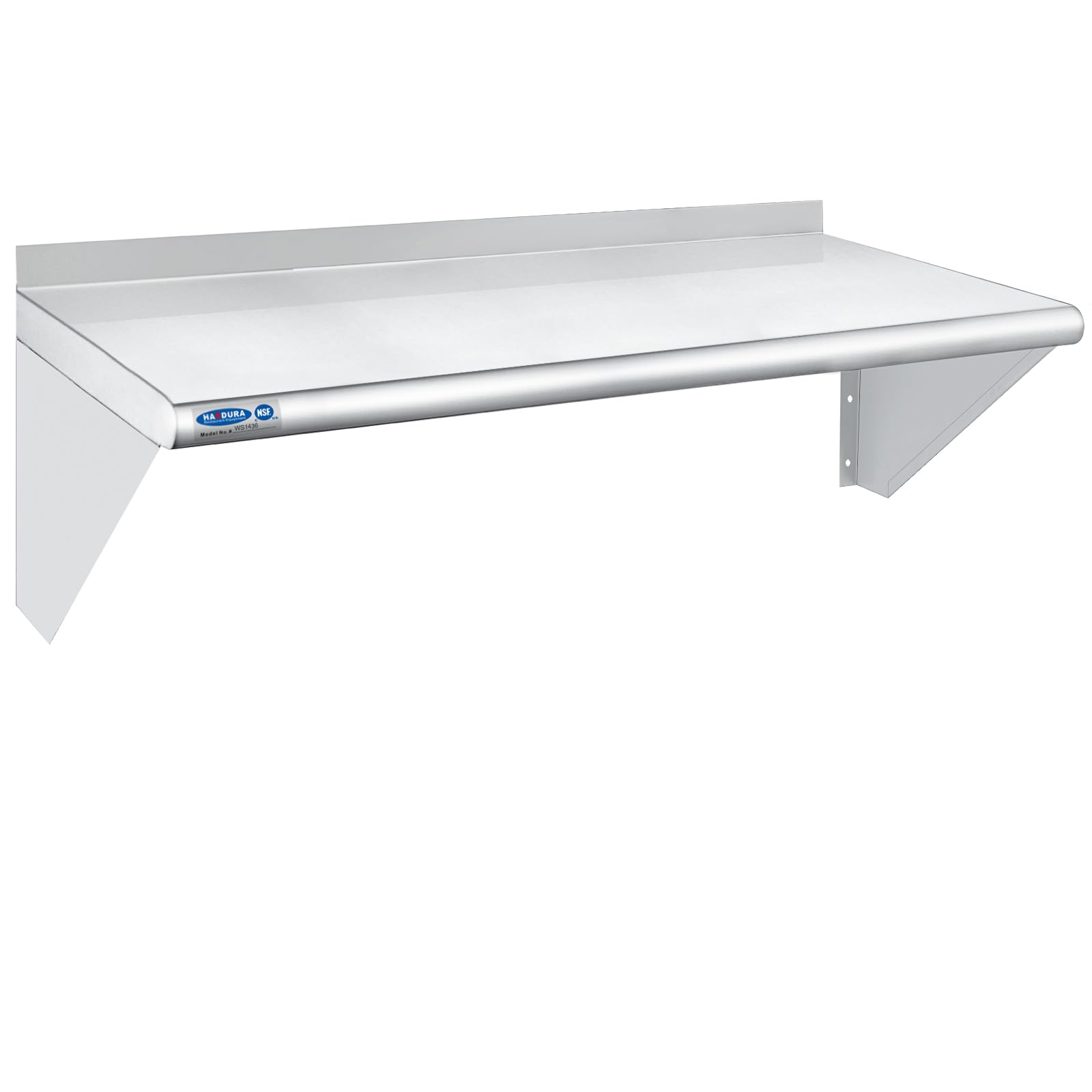Photo 1 of ••’NO HARDWARE •• HARDURA Stainless Steel Shelf 14" x 36", 275lb Commercial Shelves Wall Mount Metal Shelving with Backsplash and Brackets for Kitchen, Restaurant, Laundry Room and Home 14"x36"