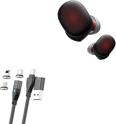 Miniatura 1 de BoxWave Cable compatible con Amazfit PowerBuds - MagnetoSnap PD AllCharge (100 W), imán PD 100 W cable de carga USB tipo C Micro USB - Negro azabache