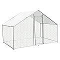 Walk In Chicken Run Cage Coop 4m x 2m x 2m Dog Pen House Kennel Large Galvanised Steel Metal Enclosure Rabbits Ducks Poultry Roof Cover Shelter Sunshade Pets Outdoor Backyard Farm Animal