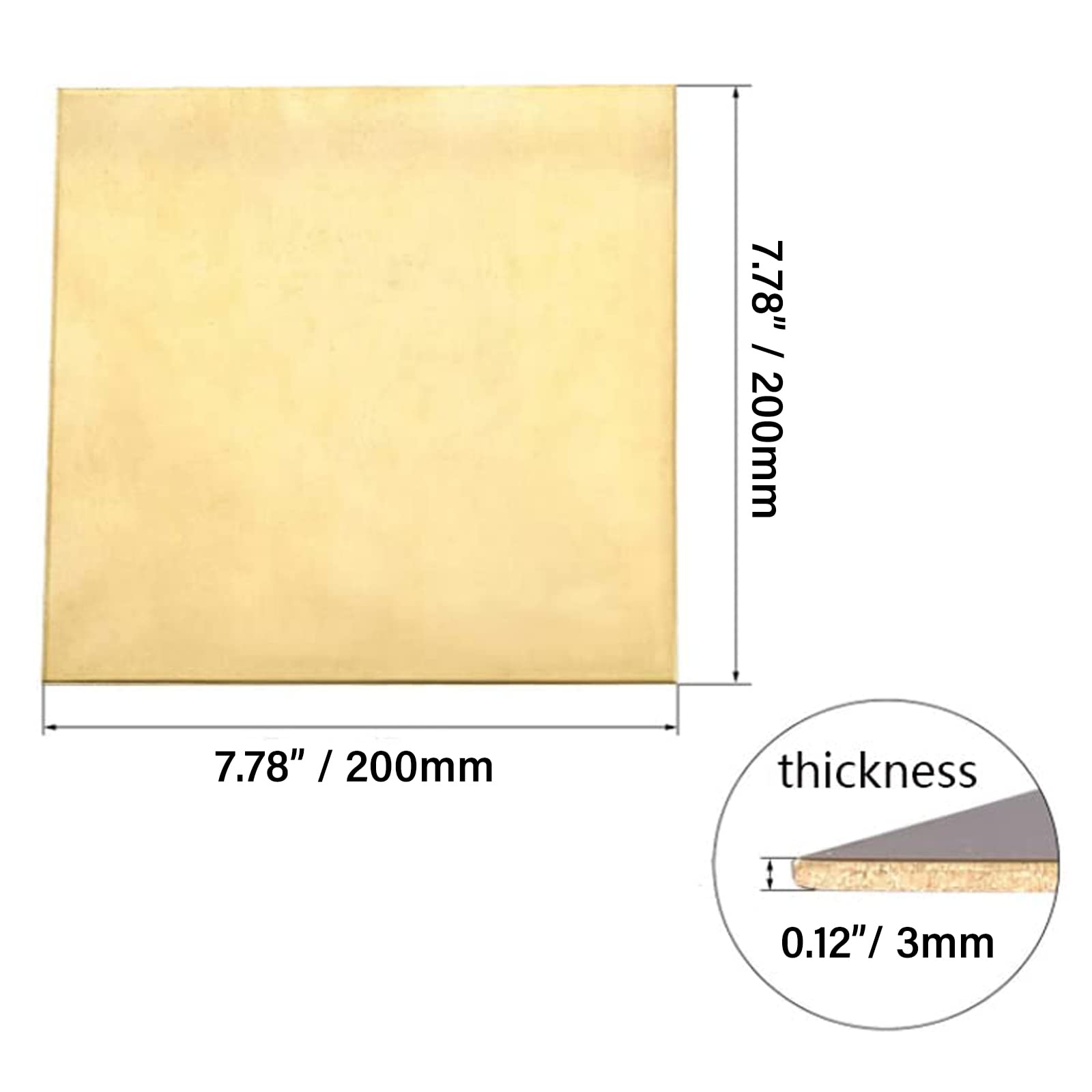 Blacha mosiężna, blacha miedziana cięta 200x200mm do ręcznie robionego materiału DIY Obróbka metali, 2,5mm(3mm)
