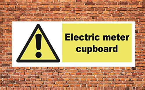 Chicbanners Warning Electric Meter Cupboard Danger Caution Sign Self-Adhesive Gloss Sticker 165mm x 65mm Vinyl