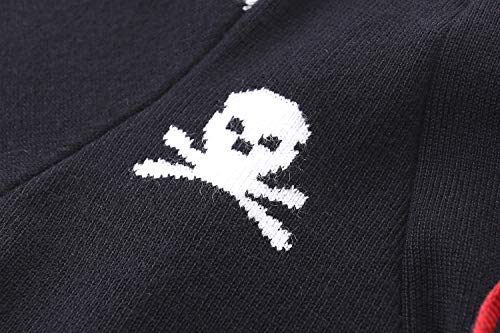 Mud Kingdom Little Boys Halloween Cardigan V-Neck Skull Print Sweater Long Sleeve Fall Warm Knit Outerwear4