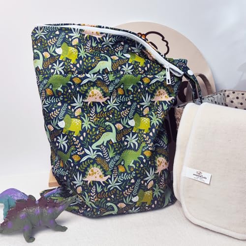 Image of Mama Koala 2 Pack Wet Dry Bags on the Go, Swimming Pool, Beach, in Gym, Fitness Center, Natatorium, Polyester Waterproof Diaper Bag with 2 Pockets, Portable, Reusable, Machine Washable - 12in /16in-023