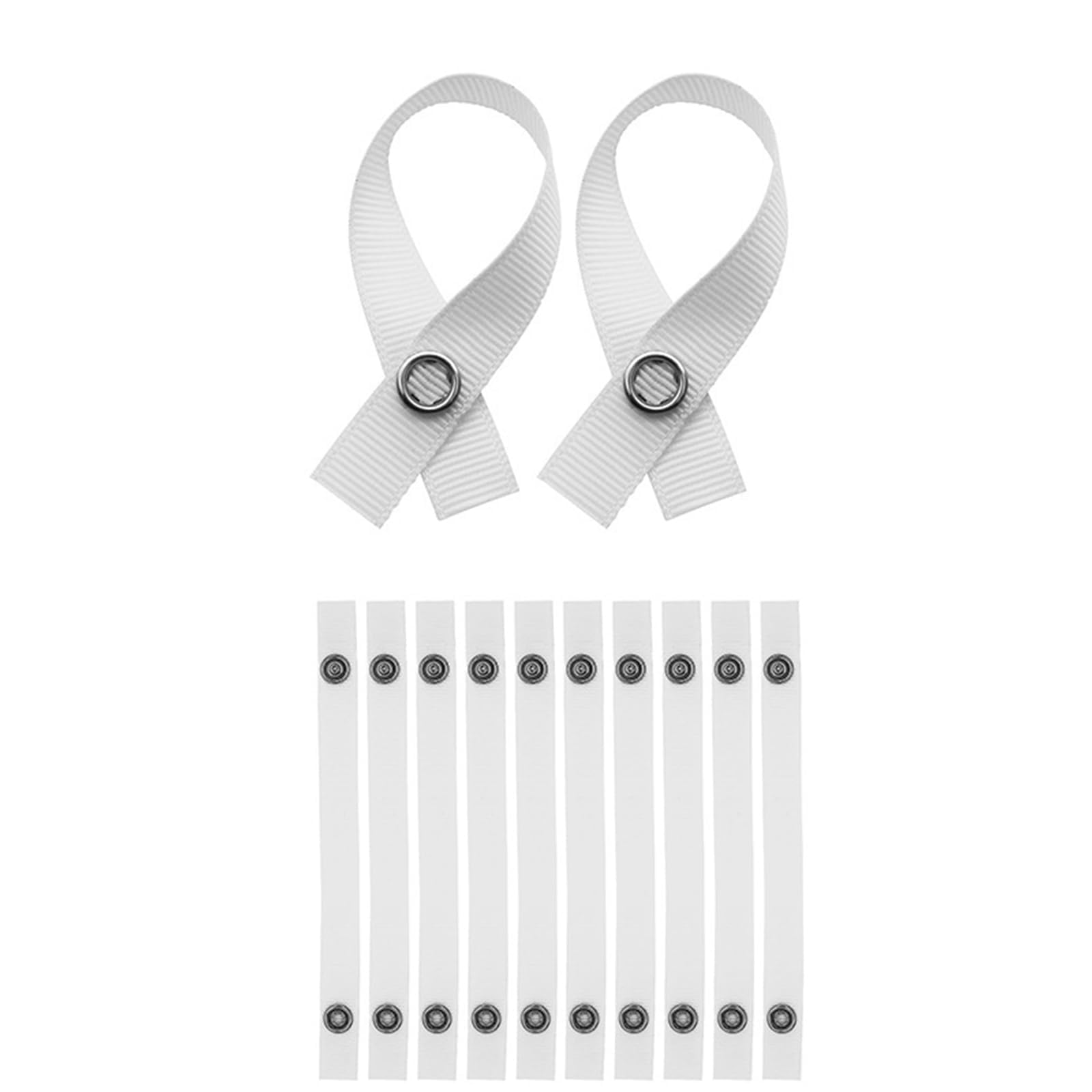 Jrteay White 12 Pcs Towel Clips Hanger Set, Loop Tea Towel Hanging Clips With Pin Button Closure, No-Sew Kitchen Bathroom Textile Organiser, Space Saving Cloth Holders For Home (12 Pieces)