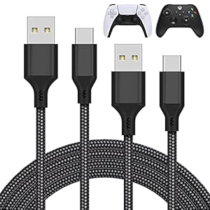MENEEA Charger Charging Cable for PS5/PS5 Pro Controller,for Xbox Series X/S,for Nintendo Switch 2 Pack 10FT Replacement USB C Cord Nylon Braided Type-C Ports for PlayStation 5 Skin & Protector Sets