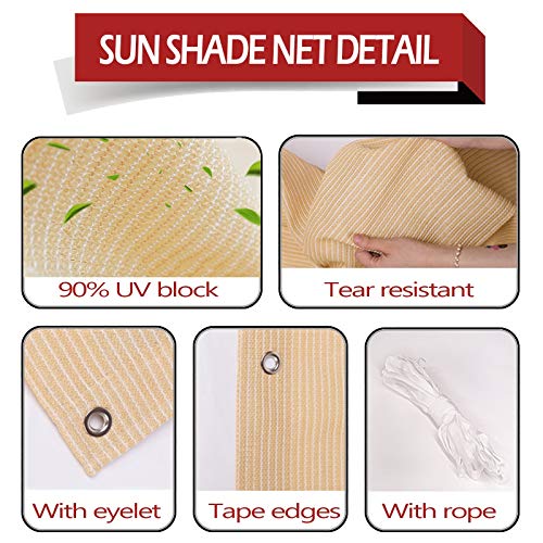 Malla protectora solar beige contra el calor extremo en pérgolas de patio con ojales de 5m 3