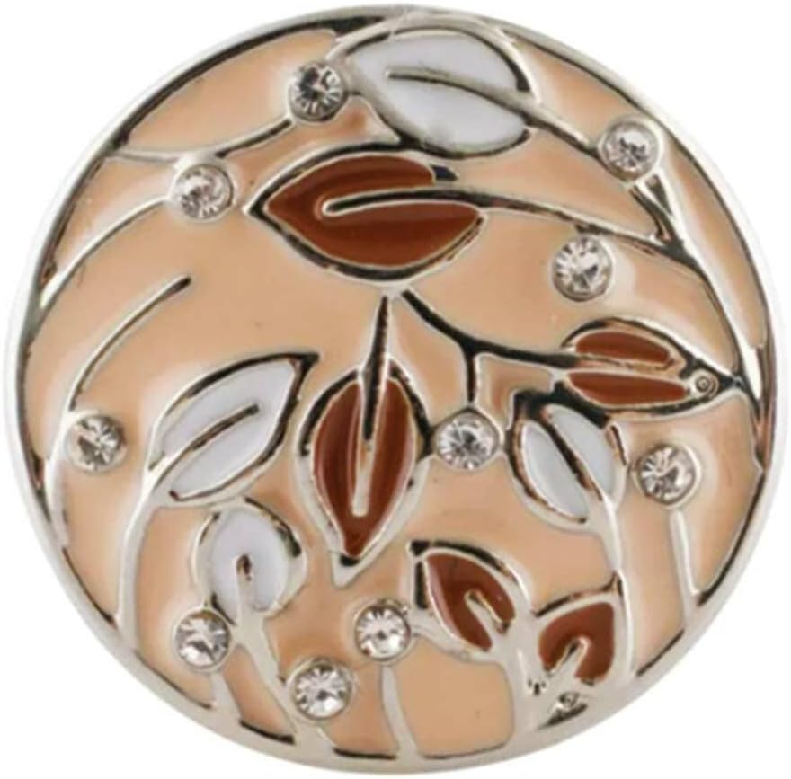 Autumn Leaves Snap Jewelry Ginger Charm 20MM Brown Leaf Fall Season Button Fits Women's Customizable Bracelets, Necklaces, Keychains, Rings