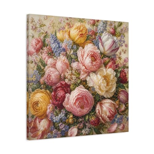 Tableau fleurs vibrant 60x60 cm pour réveiller un mur blanc de salon vintage