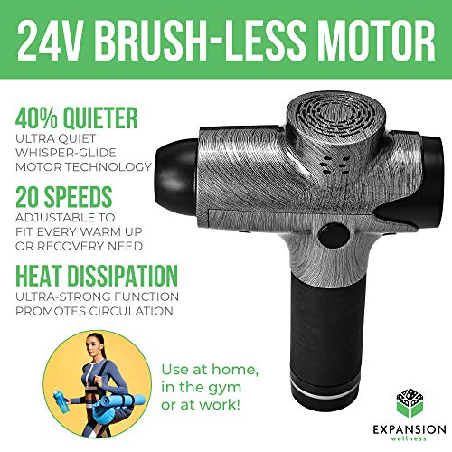 Massage Gun 20 Speed Level Deep Tissue Percussion for Deep Relaxation, Cordless Handheld Electric Body Massage Device for Neck, Back, Muscle & 5 Heads Included Massage Drill by Expansion-Wellness - Thumbnail 6