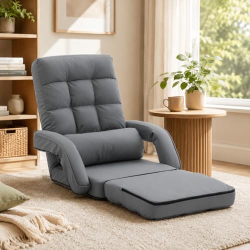 Sillón plegable ajustable gris miniatura 1