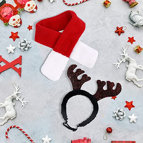 KungFu Mall Hundeweihnachtsoutfit Kleines Hundekostüm Weihnachten Rentier Geweih Mütze & Schal Weihnachten Rot Kostüm Anzug Haustier Weihnachtskostüm