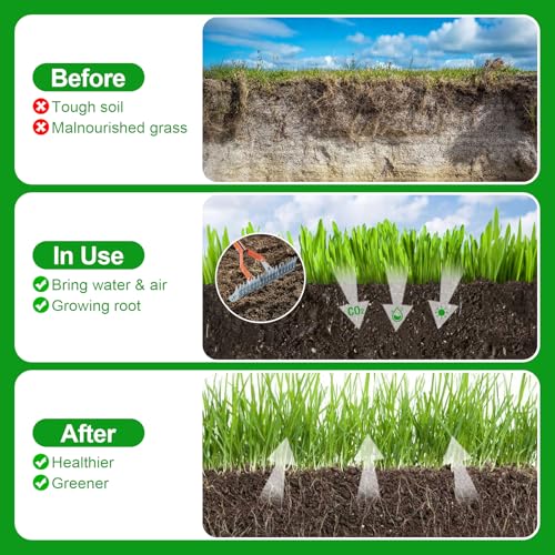 Maypott 15 Inch Heavy Duty Thatch Rake with Long Handle - Image 6
