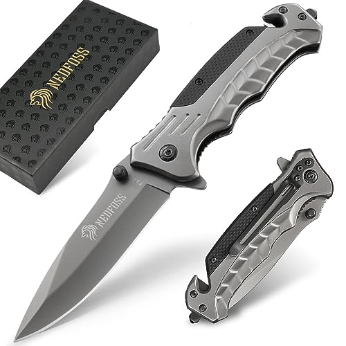 NedFoss FA46 Taschenmesser, Rettungsmesser mit Gurtschneider & Glasbrecher,...