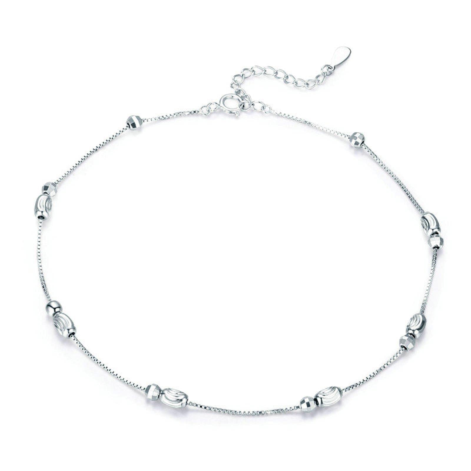 Cavigliere per Donna, Perline scorrevoli in Argento Sterling 925 Cavigliera in Argento per Donna Bracciale con ciondoli per Gamba Accessori per Piede alla Caviglia Moda