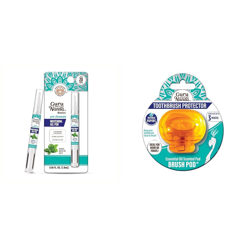 GuruNanda Teeth Whitening Pen 0 06 fl oz - 20 Uses Vegan Brush Pods 1 Pack Toothbrush Head