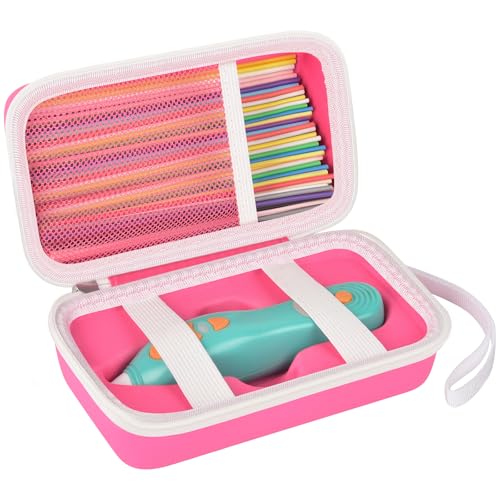 Image of ANKHOH 3D Pen for Kids Case, for 3Doodler Start+ Essentials, Rose | Portable hard EVA storage case with custom-fit base, mesh pocket and wrist strap for school and travel; case only