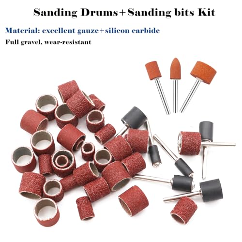 Image of Tnisesm 159Pcs Sanding Drum Set for Dremel Rotary Tools-Includes 138 Aluminum Oxide Drum Sander Sanding Sleeves (80,120,240 Grit),12 Drum Mandrels and 9 Sanding Bits,Sanding Bits Tool Accessories