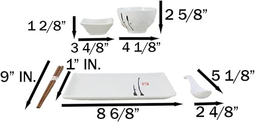 Miniatura 5 de Vajilla japonesa de cerámica para sushi de caligrafía de hojas antiguas estilo Enzo, juego de 10 piezas para dos pares de platos de sushi, cuencos