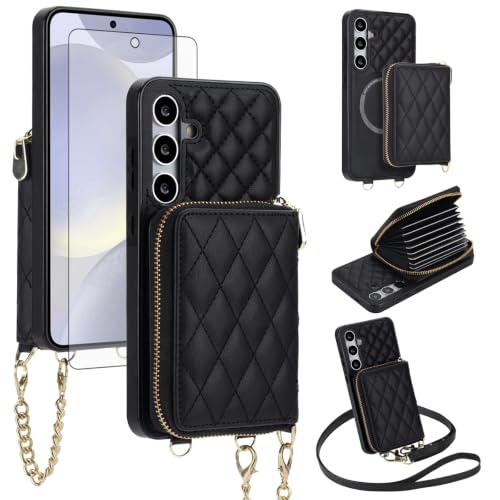 Étui portefeuille magnétique Samsung S24 Plus avec blocage RFID et porte-carte