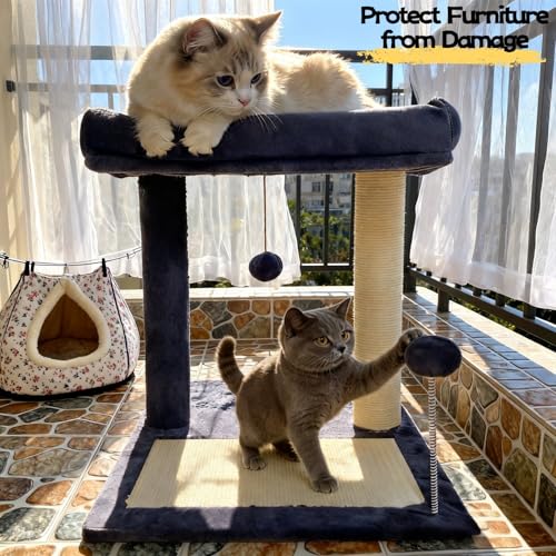 Árbol para gatos con poste rascador y cama 50 cm gris miniatura 2