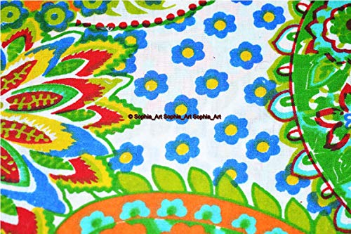 Image of Indian Hand-Block Printed Jaipuri Print Tropical Paisley Floral Ethnic Sanganer Kurti Print Cotton Fabric (Green Paisley, 15 Yards)