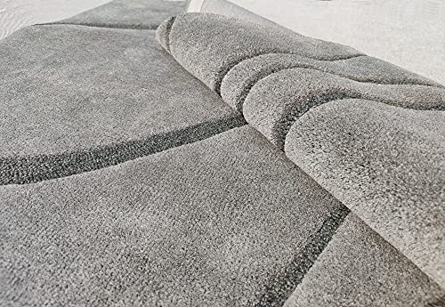 Image of Ocean Wave Modern Carpet for Living Room Bedroom and Hall Size (8 x 11) Feet Color Grey
