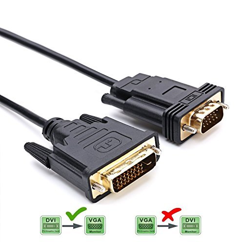 TENINYU Active DVI to VGA Cable, DVI 24+1 DVI-D M to VGA Male with Chip Active Adapter Converter Cable for PC DVD Monitor HDTV, 6FT