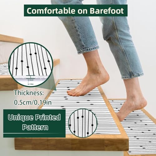 Tapis d'escalier antidérapants protection marches bois intérieur design pois - 4
