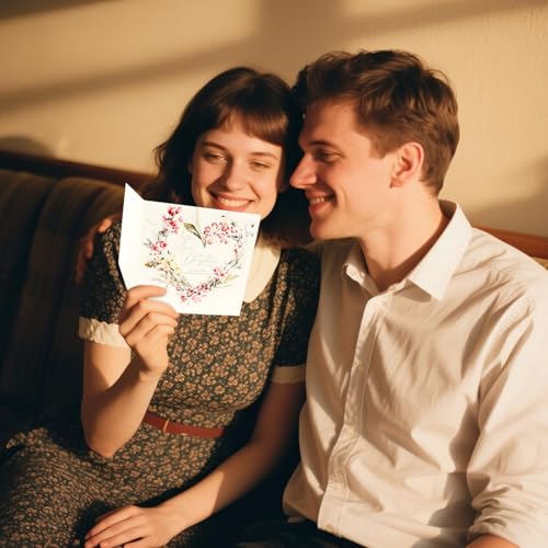 MOTIBACK Grußkarten -Jubiläumskarten-Premium quadratische Geburtstagskarte mit Umschlag,Romantisch Glückwunschkarte,Happy Birthday Billet Karte für Mann Frau Freund Freundin