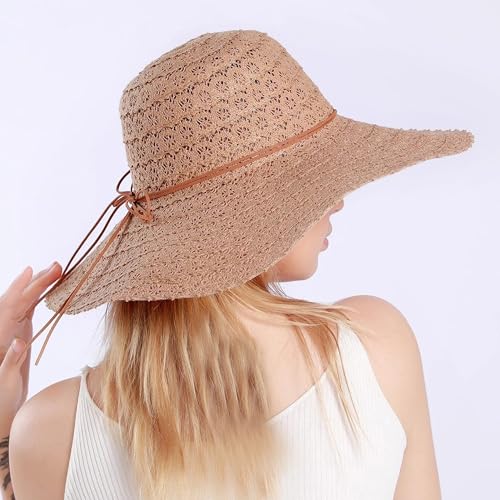 Sombrero de playa para mujer con ala ancha y encaje miniatura 6
