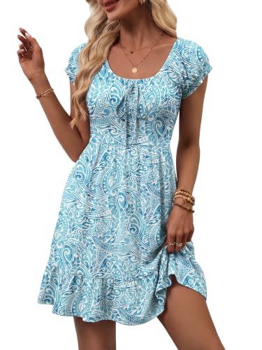 Image of HUHOT Teen Petite Women Floral Short Summer Mini Dresses with Pockets Cute Milkmaid Sundress 2026
