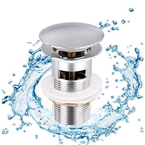Buyi-World Tapones de Desagüe Lavabo Válvula Pop-Up Válvula Desagüe con Rebosadero Desagüe Universal Click-Clack, POP UP Tapones Universal Fregadero de la Cocina para Lavamanos Tapa Válvula Drenaje