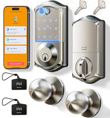 Veise VE017-K Fingerprint Smart Lock with 2 Knobs, App Control, Keyless Entry Front Door L - image 1