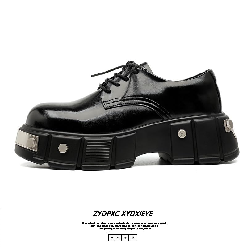 Y2K Leather Height Increasing Chunky Platform Shoes Casual and Formal Wear Unique Metal Studded Design with 2 Inch Boost for Men2