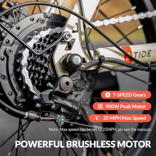 Invanti Electric Bike, 20 Inch Fat Tire Step-Thru Electric Bicycle, 900W Peak Motor 45 Miles 20Mph Top Speed, Dual Suspension & 7-Speed Folding Ebike For Adults With Rear Rack thumb #4