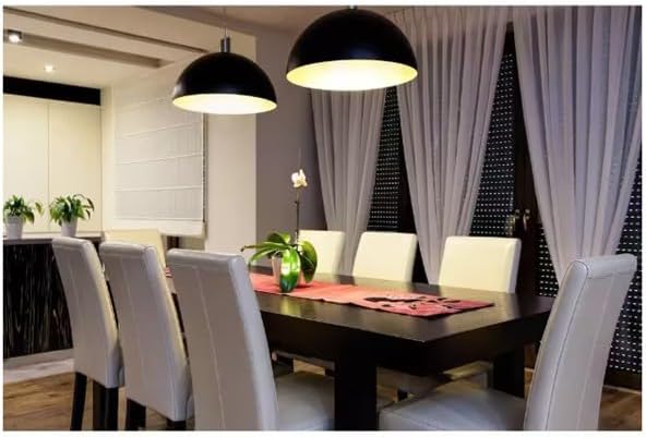 Dining room illuminated by EcoSmart A19 LED bulbs