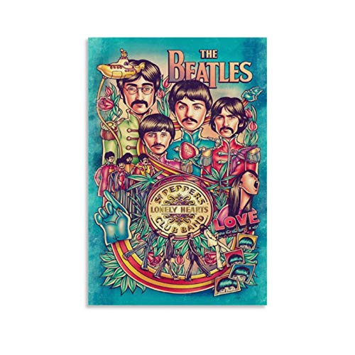 Poster sur toile The Beatles – Décoration murale moderne pour chambre à coucher – 50 x 75 cm - Les Beatles, Paul McCartney, John Lennon, RIngo Starr, George Harrison Poster sur toile The Beatles - Décoration murale moderne pour chambre à coucher - 50 x 75 cm