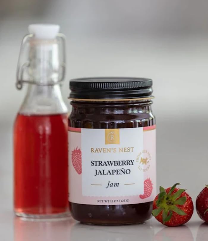 Miniatura 2 de Raven's Original Hot Pepper All Natural Jam - Tarro de 15 onzas (jalapeño de fresa)