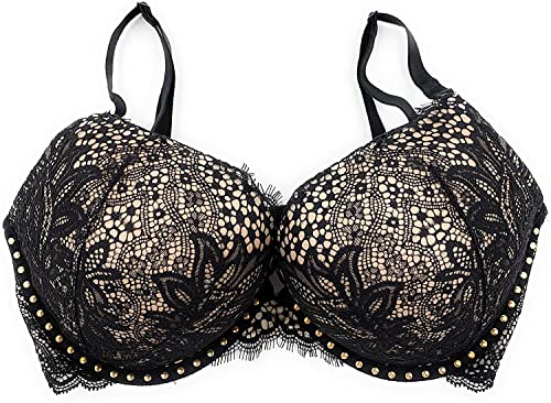 Victoria's Secret Women's Bombshell Add-2-Cups Push-Up Bra (Black Nude Floral, 32A)