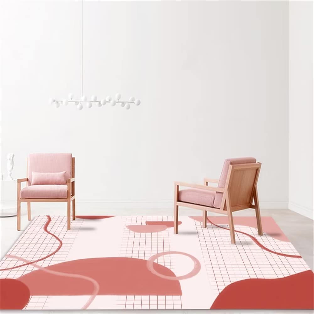 Tapis de chambre fille ado rouge géométrique 120x180 cm pour déco salon et studio