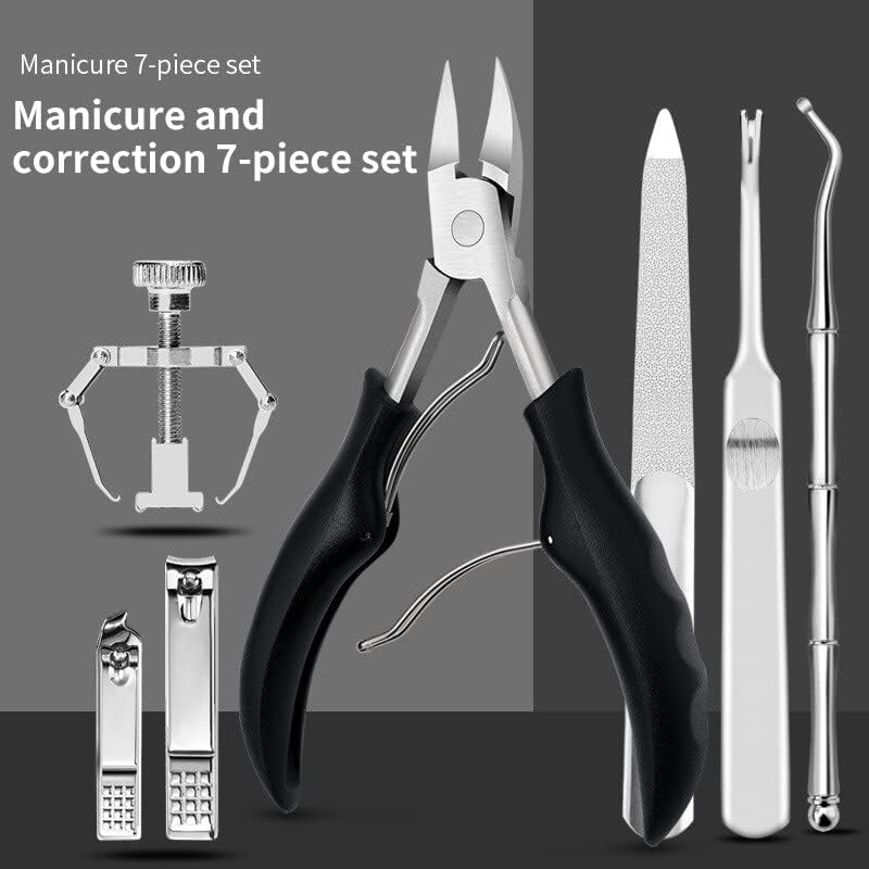 COOVS 2/4/7Pcs/set Ingrown Toenail Manicure Kit Ingrown Toenail Removal Correction Clippers Nail Corrector Foot Pedicure Tool (Color : 7pcs-Black B)