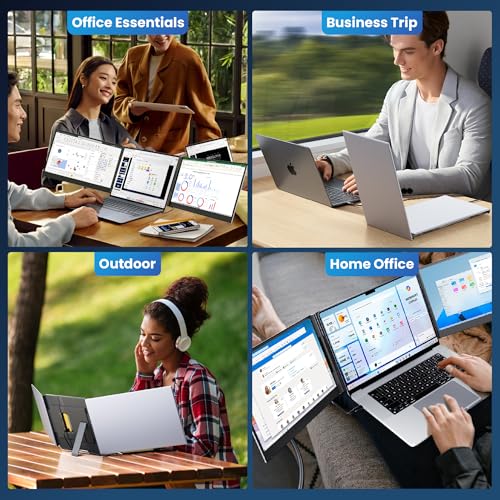 Image of CIDETTY One Cable Connection Laptop Screen Extender Monitor Portable, Ultra Thin 15.6 inch 1080P FHD Triple Screen,Fit for 13-17 inch Laptop, Plug & Play Compatiable with Win /Mac /Chrome /Android