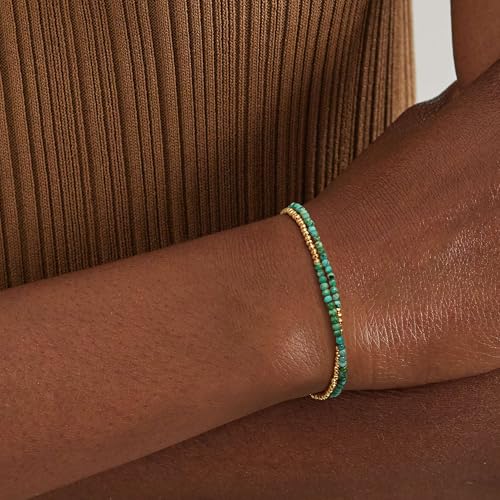 MYEARS Women Beaded Bracelet Gold Double Layer Gemstone 14K Simple Dainty Handmade Chain Everyday Boho Beach Jewelry3